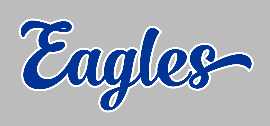 Eagles wordmark, blue with white and blue outline on grey variant, cell 40
