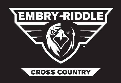 Embry-Riddle eagle head, white outline with 'CROSS COUNTRY' text on black background variant, cell 44