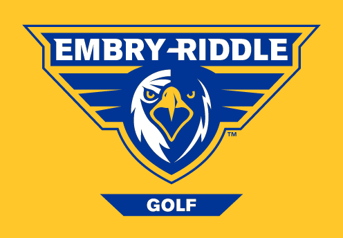 Embry-Riddle eagle head, full color with 'GOLF' text on gold background variant, cell 46