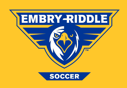 Embry-Riddle eagle head, full color with 'SOCCER' text on gold background variant, cell 50