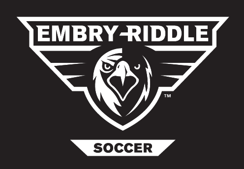 Embry-Riddle eagle head, white outline with 'SOCCER' text on black background variant, cell 52