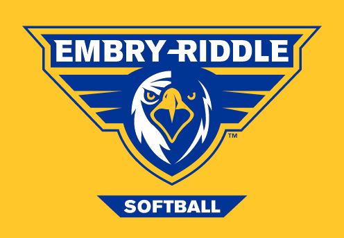 Embry-Riddle eagle head, full color with 'SOFTBALL' text on gold background variant, cell 54