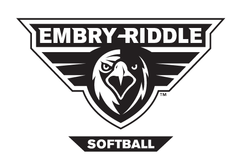 Embry-Riddle eagle head, black and white with 'SOFTBALL' text variant, cell 55