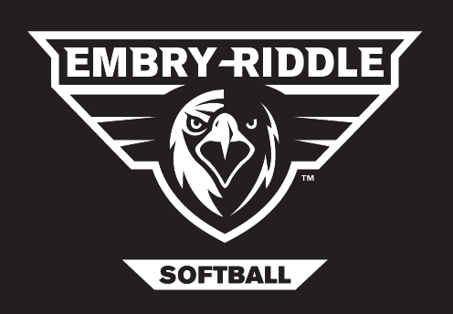 Embry-Riddle eagle head, white outline with 'SOFTBALL' text on black background variant, cell 56
