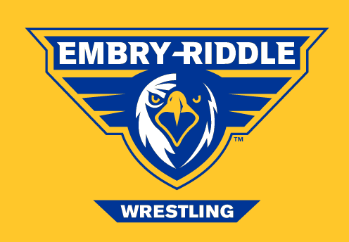 Embry-Riddle eagle head, full color with 'WRESTLING' text on gold background variant, cell 58