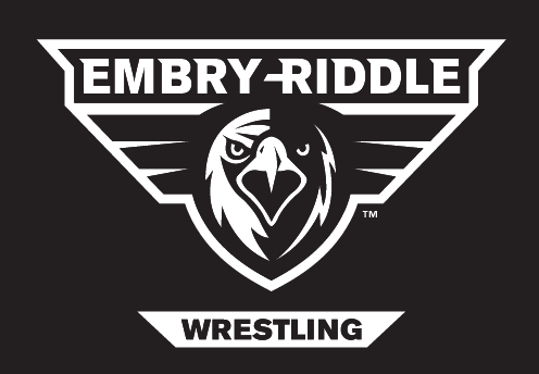 Embry-Riddle eagle head, white outline with 'WRESTLING' text on black background variant, cell 60