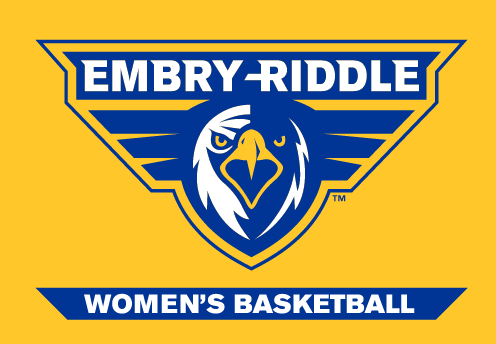 Embry-Riddle eagle head, full color with 'WOMEN'S BASKETBALL' text on gold background variant, cell 66
