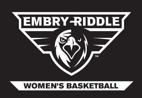 Embry-Riddle eagle head, white outline with 'WOMEN'S BASKETBALL' text on black background variant, cell 68
