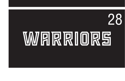 Athletic Warriors Wordmark, outline on black variant, cell 28