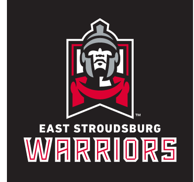 East Stroudsburg Warriors primary logo, full color on black variant, cell 1