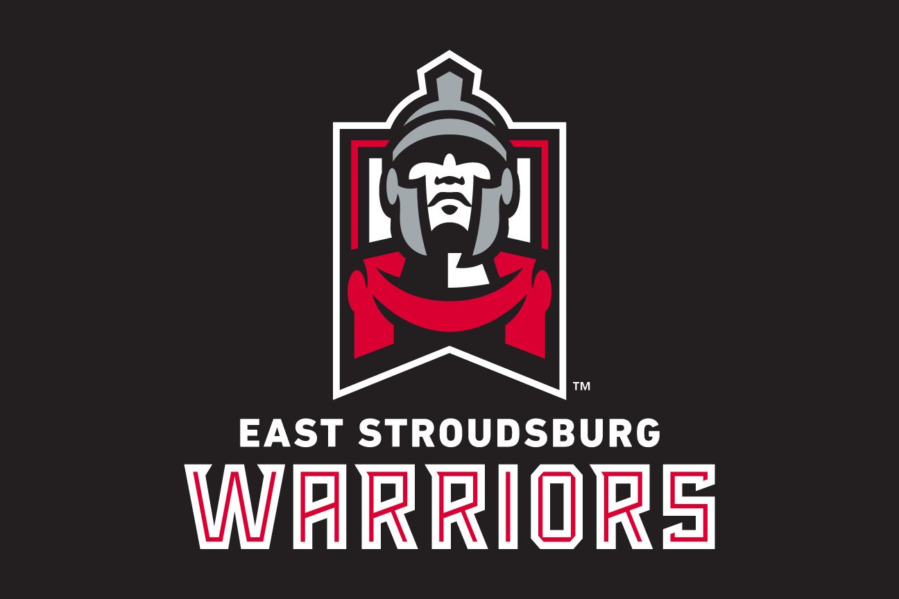 East Stroudsburg Warriors primary logo, full color on black variant, cell 1
