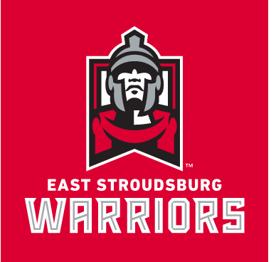 East Stroudsburg Warriors primary logo, full color on red variant, cell 3