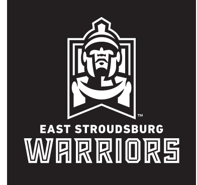 East Stroudsburg Warriors primary logo, one color white on black variant, cell 4