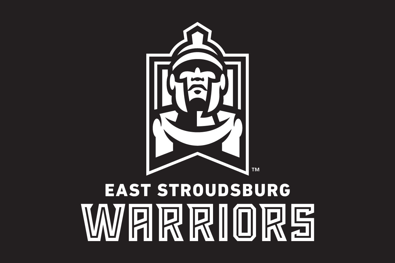 East Stroudsburg Warriors primary logo, one color white on black variant, cell 4