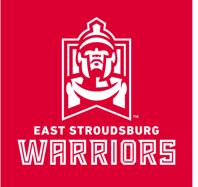 East Stroudsburg Warriors primary logo, one color white on red variant, cell 6