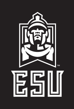 East Stroudsburg Warriors alternate primary logo, one color white on black variant, cell 10