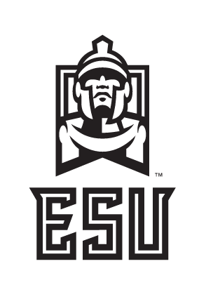 East Stroudsburg Warriors alternate primary logo, one color black on white variant, cell 11