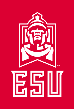 East Stroudsburg Warriors alternate primary logo, one color white on red variant, cell 12
