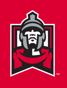East Stroudsburg Warriors secondary logo, full color on red variant, cell 15