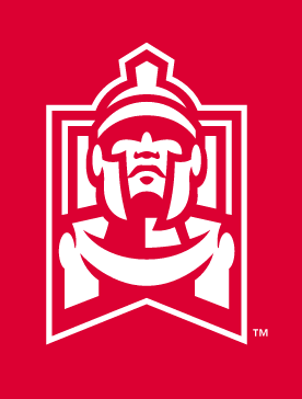 East Stroudsburg Warriors secondary logo, one color white on red variant, cell 18