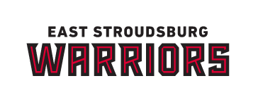 East Stroudsburg Warriors full wordmark, full color on white variant, cell 20