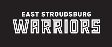 East Stroudsburg Warriors full wordmark, one color white on black variant, cell 22