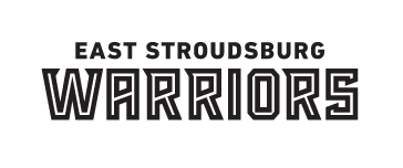 East Stroudsburg Warriors full wordmark, one color black on white variant, cell 23