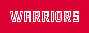 Warriors wordmark, one color white on red variant, cell 30