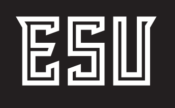 ESU wordmark, one color white on black variant, cell 34
