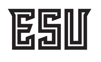 ESU wordmark, one color black on white variant, cell 35