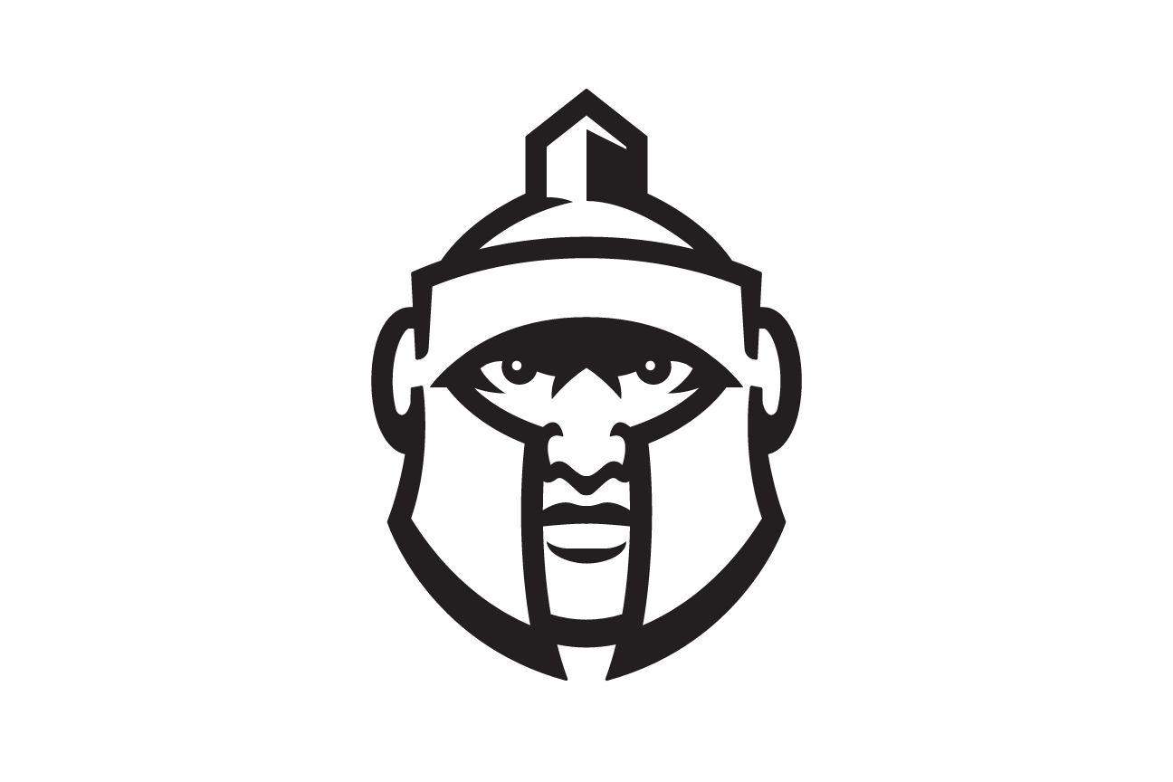 Warrior head spirit mark, one color black variant, cell 46