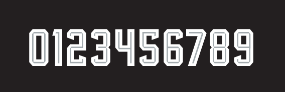 Custom numbers, one color white on black variant, cell 50