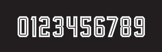 Custom numbers, one color black on white variant, cell 53