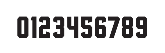 Custom numbers, one color black on white variant, cell 55