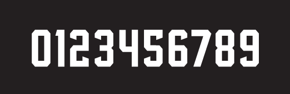 Custom numbers, one color white on black variant, cell 56