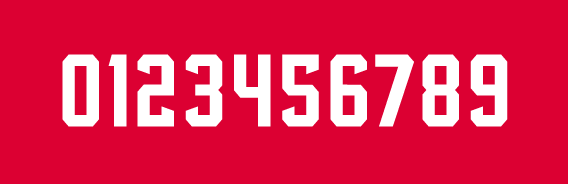Custom numbers, one color white on red variant, cell 57