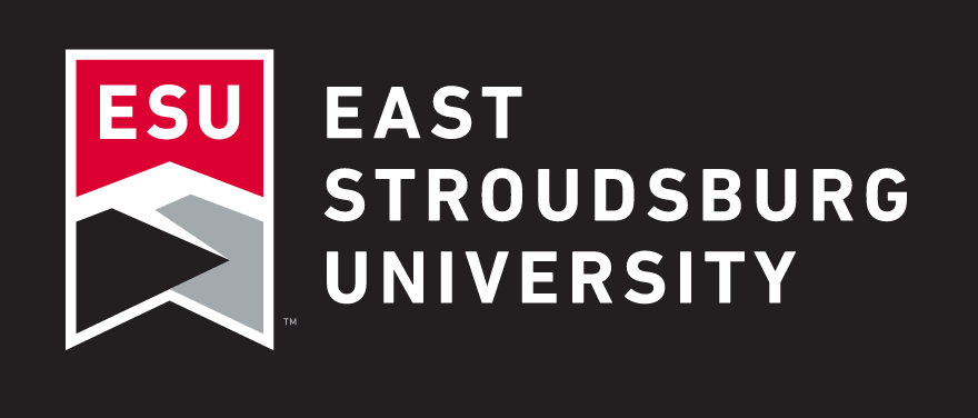 East Stroudsburg University logo, full color, stacked variant, cell 59