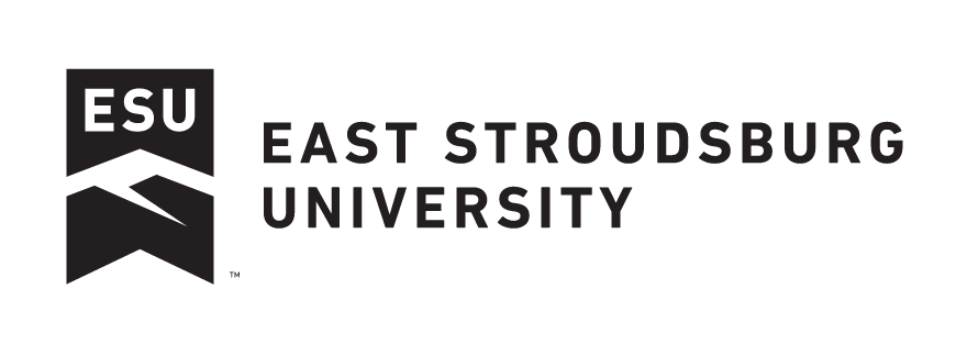 East Stroudsburg University logo, full color, horizontal, reverse variant, cell 66