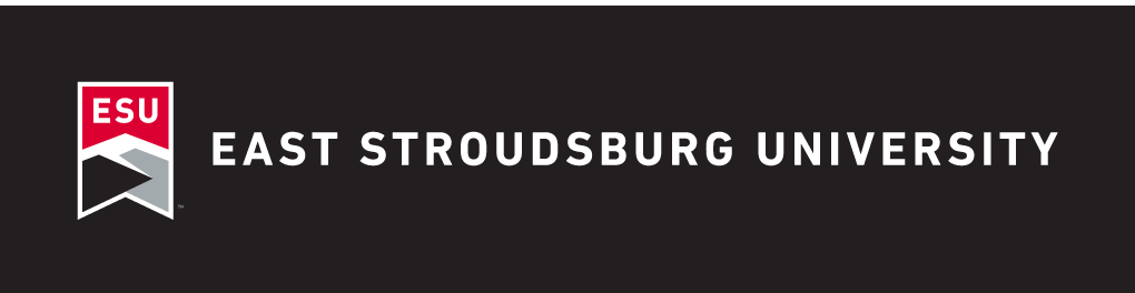 East Stroudsburg University logo, full color, horizontal, small variant, cell 67