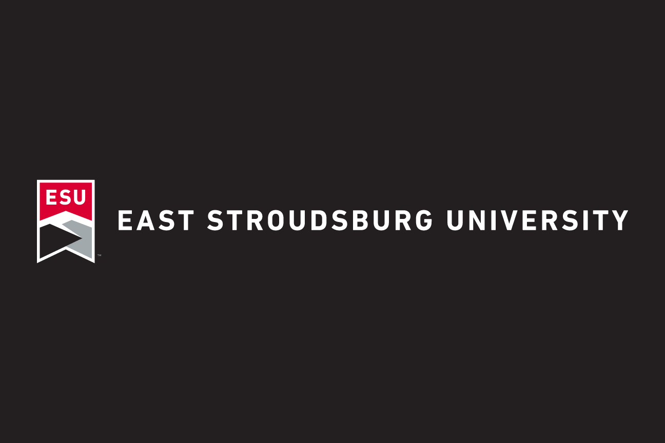 East Stroudsburg University logo, full color, horizontal, small variant, cell 67