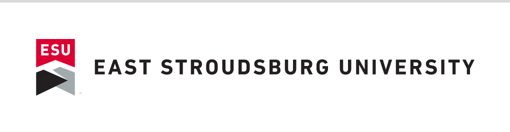 East Stroudsburg University logo, full color, horizontal, small variant, cell 68