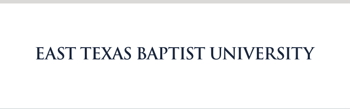 East Texas Baptist University, black wordmark variant, cell 118