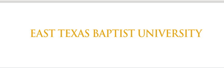 East Texas Baptist University, gold wordmark variant, cell 119