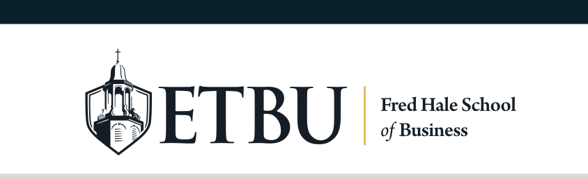 ETBU Fred Hale School of Business, horizontal, black variant, cell 149