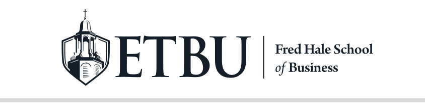 ETBU Fred Hale School of Business, horizontal, black variant, cell 150