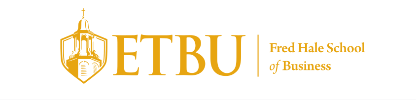 ETBU Fred Hale School of Business, horizontal, gold variant, cell 151