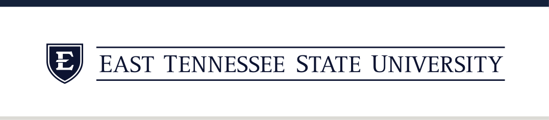 ETSU academic mark, horizontal black on white variant, cell 27