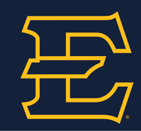 athletics lettermark E, gold outline on blue variant, cell 36