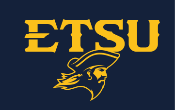 ETSU mascot lockup, stacked gold on blue variant, cell 49