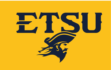 ETSU mascot lockup, stacked blue on gold variant, cell 50